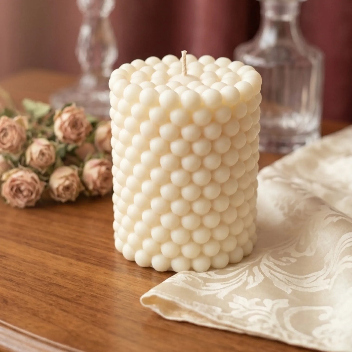 Perla alba -lumanare decorativa